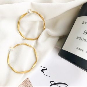 New matte Gold twisted hoops